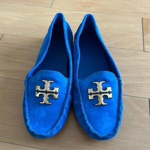 Tory Burch Blue Loafers with Gold Logo